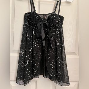 Victoria Secret Sexy Little Things Black Babydoll Lingerie Vintage sparkle